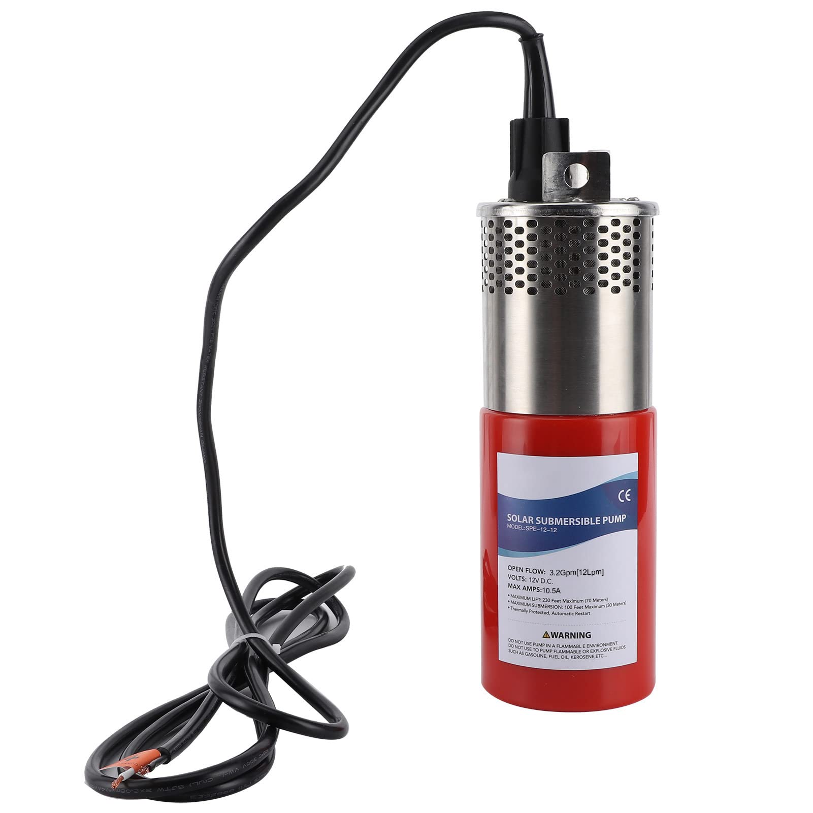 Pompa Sommersa Solare Amarine Made 24V - Portata 3,2 GPM, 4 Batterie, Per Pozzi Profondi