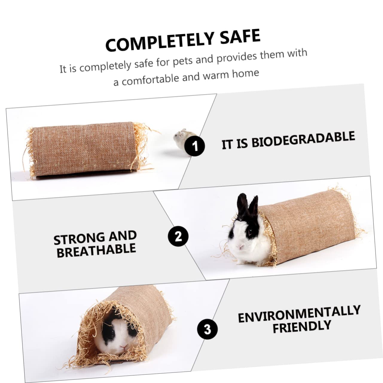 Túnel for hámster, túnel for conejitos, Nido, Jaula for hámster, Accesorios, cabaña for hámster, Colcha de Hierba for Mascotas, Rabb,Nidos para Mascotas pequeñas(Khaki,M)