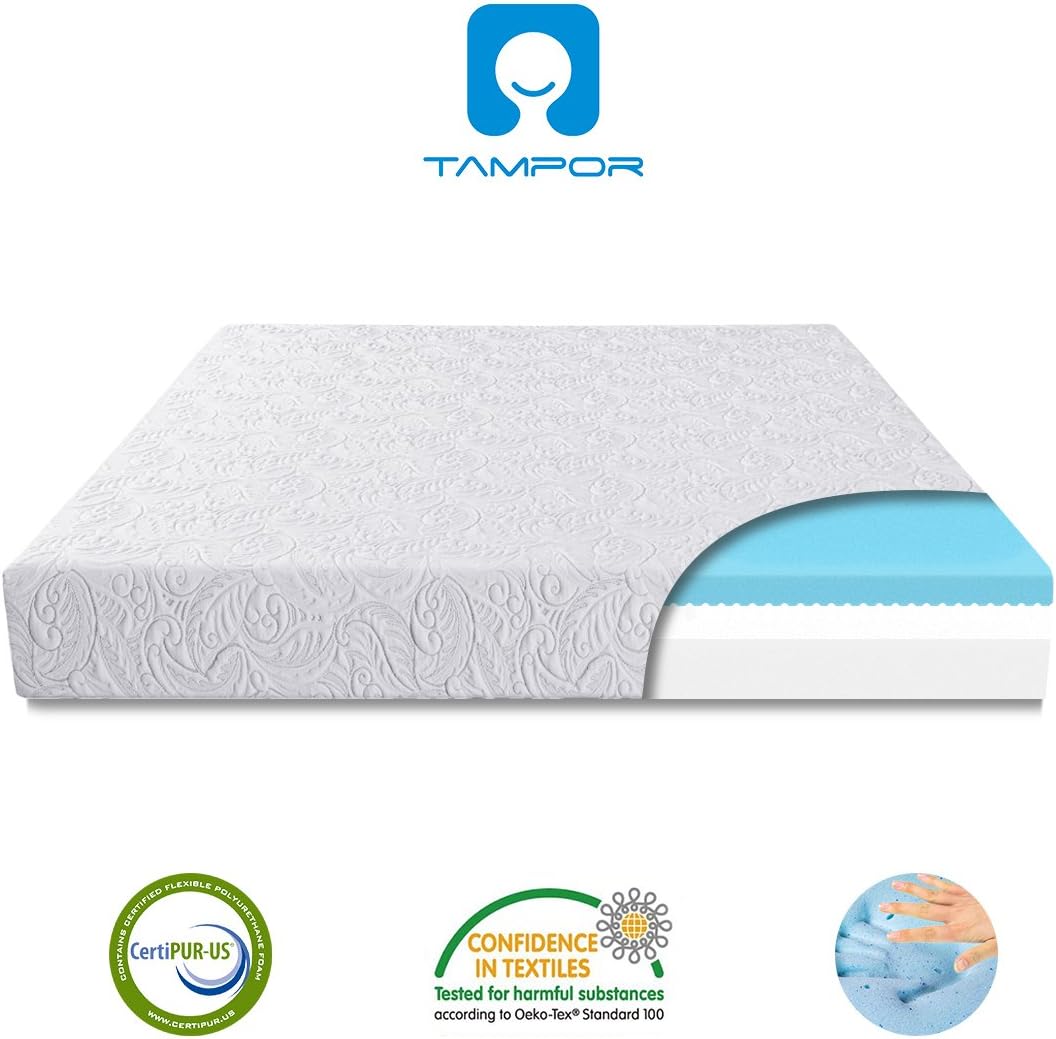 Memory Foam Mattress 8 Inch Tri-Layer Gel Foam Mattress with Removable Jacquard Mattress Cover Medium Firm Foam Mattress, Queen