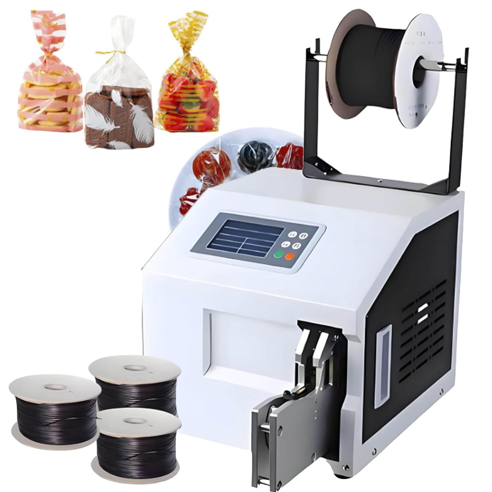 asdchZen Automatic Twist Tie Machine For Food And Cable Bundling, Adjustable Diameter And Tying Length (Black)