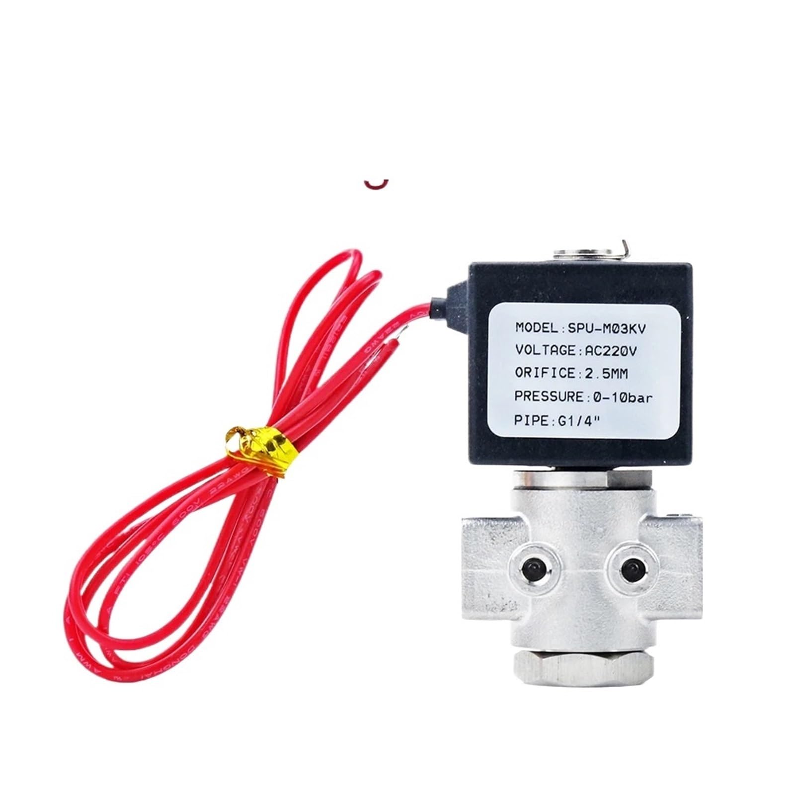 Électrovanne normalement ouverte DN8 1/4 pouce pour eau huile air gaz avec raccord PC10mm