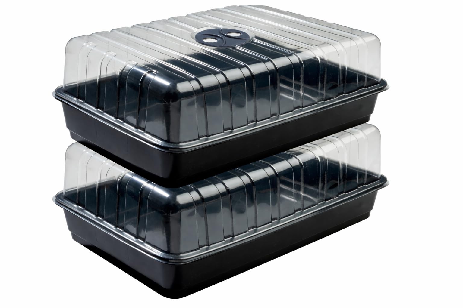 Muddy Hands Black & Clear Pack Of 2 Seed Trays With Clear Lid & Drainage Holes – 37.5Cm X 23Cm X 14Cmcm Propagator Tray Set – Indoor Greenhouse For Seed Germination & Seedling Growing