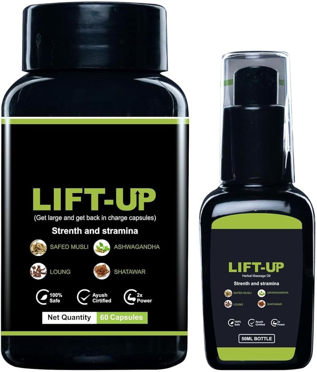 KP New Lift-up Combo (Massage Oil & Capsule) | Massage Oil for Men's 50 Ml Pack of 1 & Capsule 60 Pics