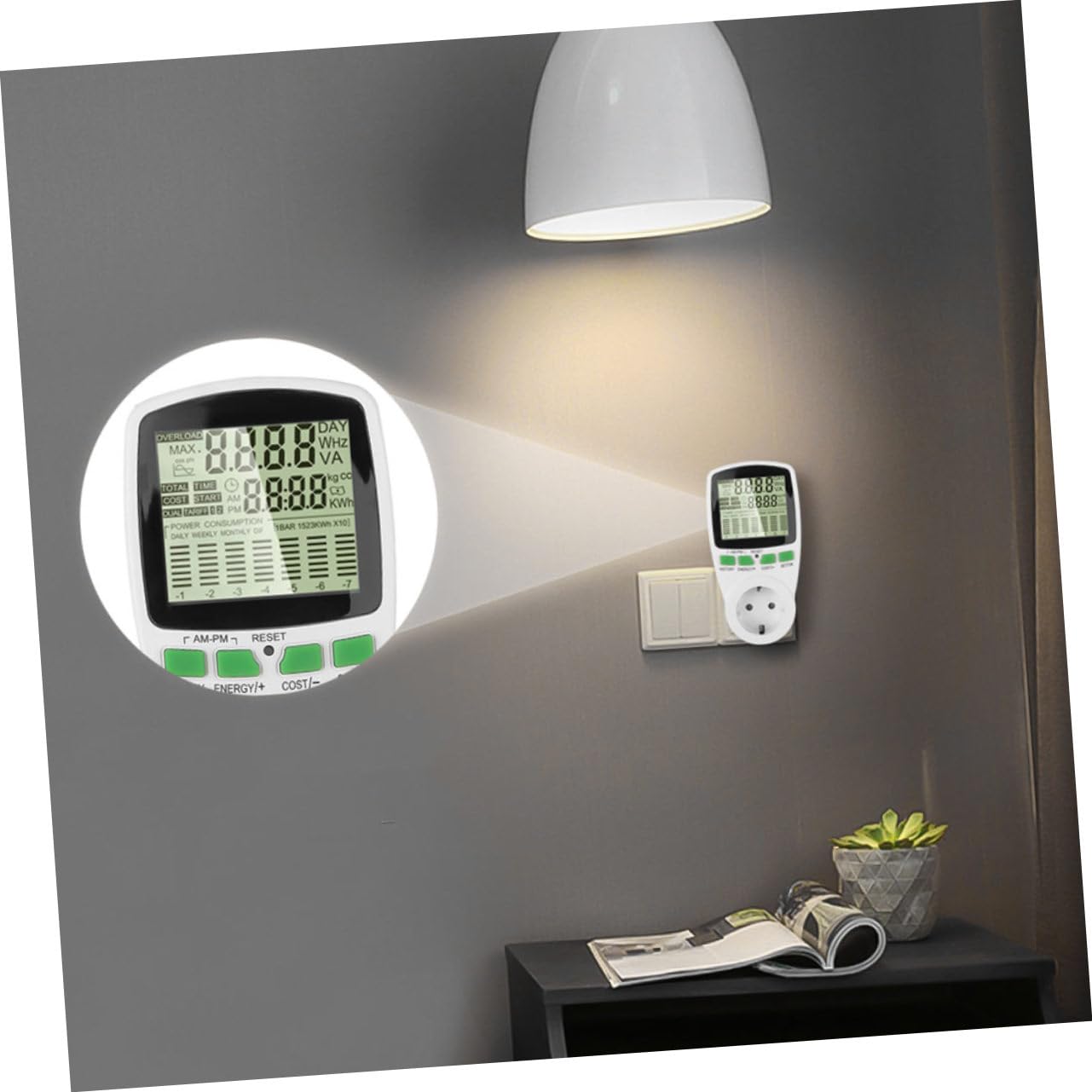 Misuratore Consumo Energetico con Display Lcd e Protezione Sovraccarico Contatore Energia Casa