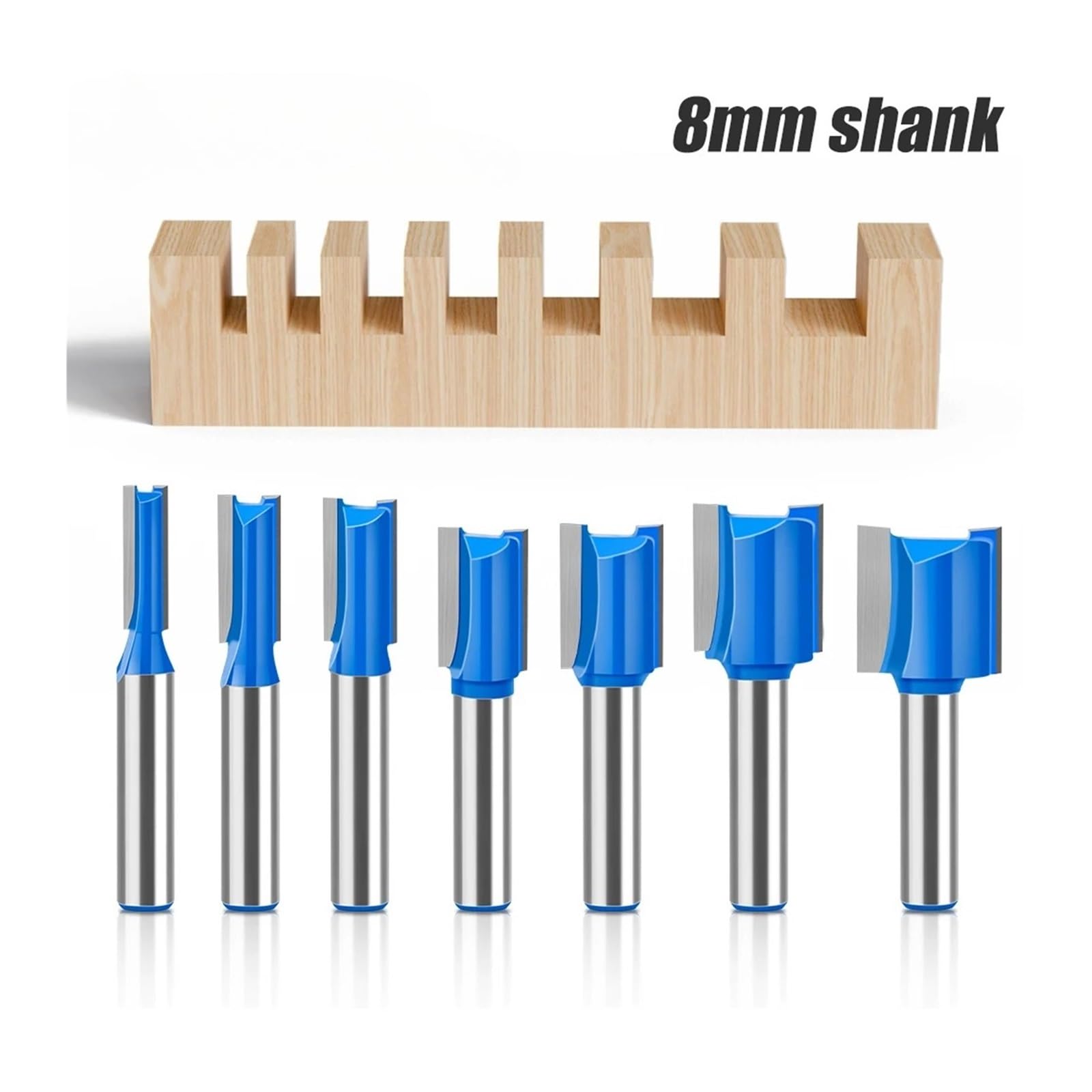 1pc 8mm Shank Prosty Bit Z Węglika Wolframu Podwójny Rowek Frezy Frez Do Drewna Narzędzie Stolarki(7Pcs ZD8mm Shank)
