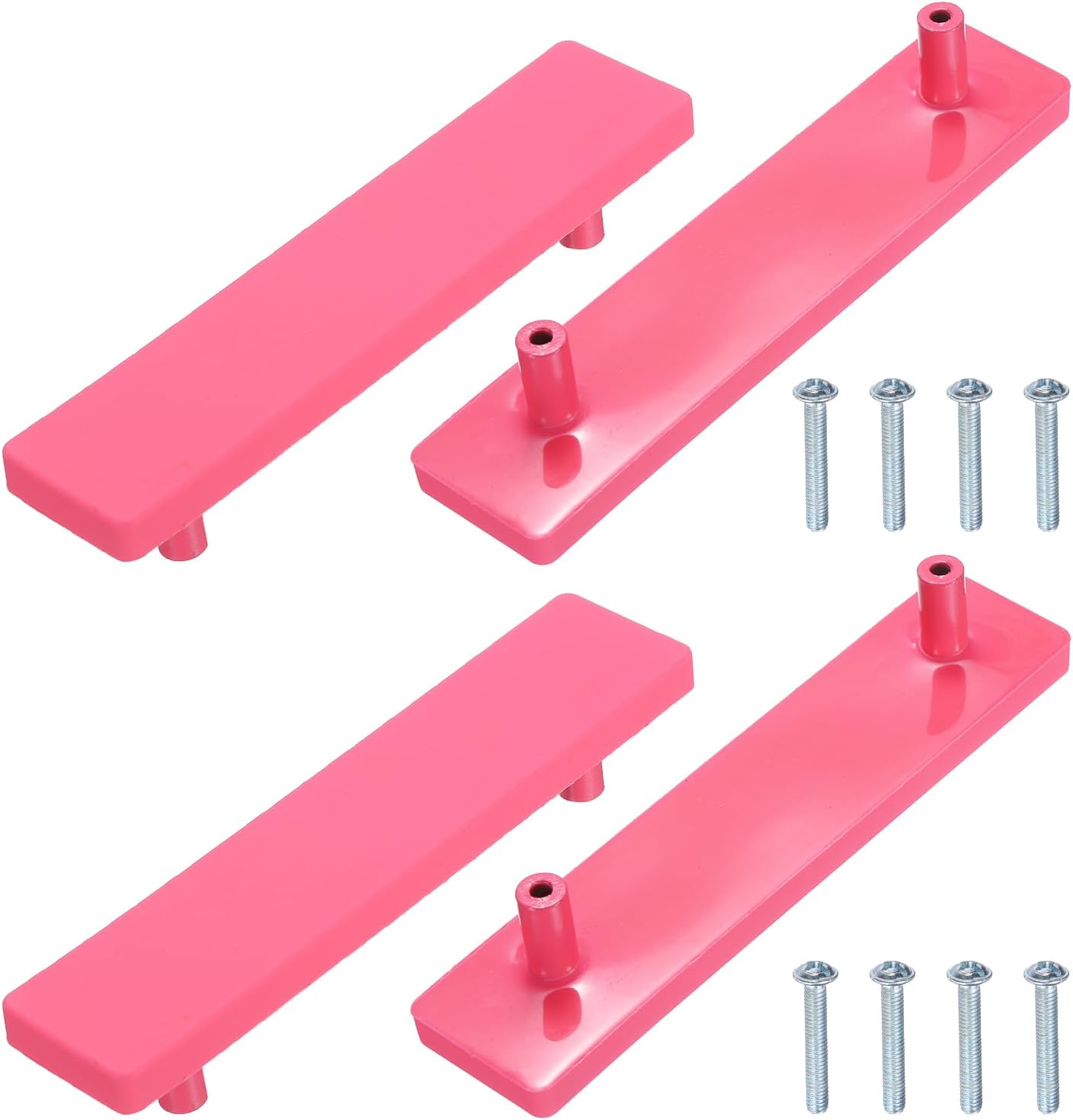 uxcell 4 Pcs Cabinet Knobs, 96mm Plastic Cute Dresser Pulls Cartoon Soft Rubber Drawer Handle Pulls with Screws for Bedroom Cupboard Closets Bookcase Kitchen, Rectangle, Pink