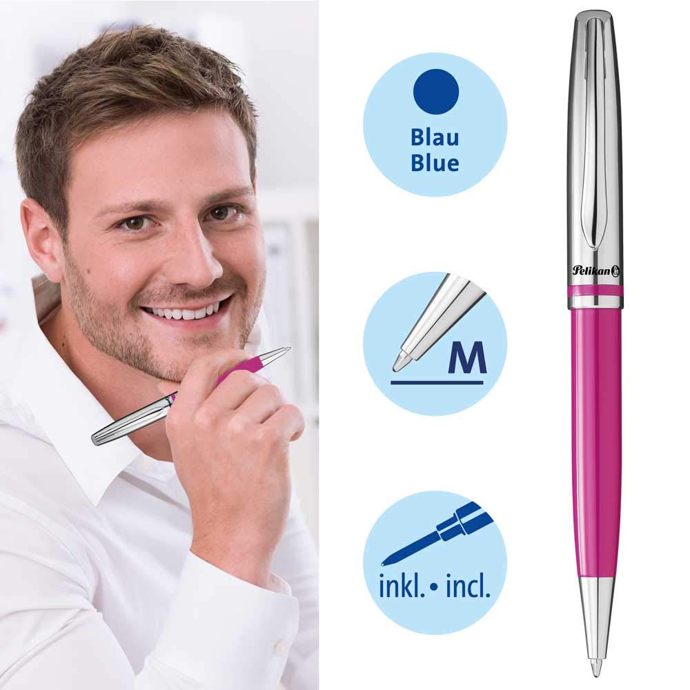 Pelikan Jazz Classic Kugelschreiber Mit Gravur – Personalisierbar, Rot, Mit Geschenkbox, Mine Blau, 13,6 Cm