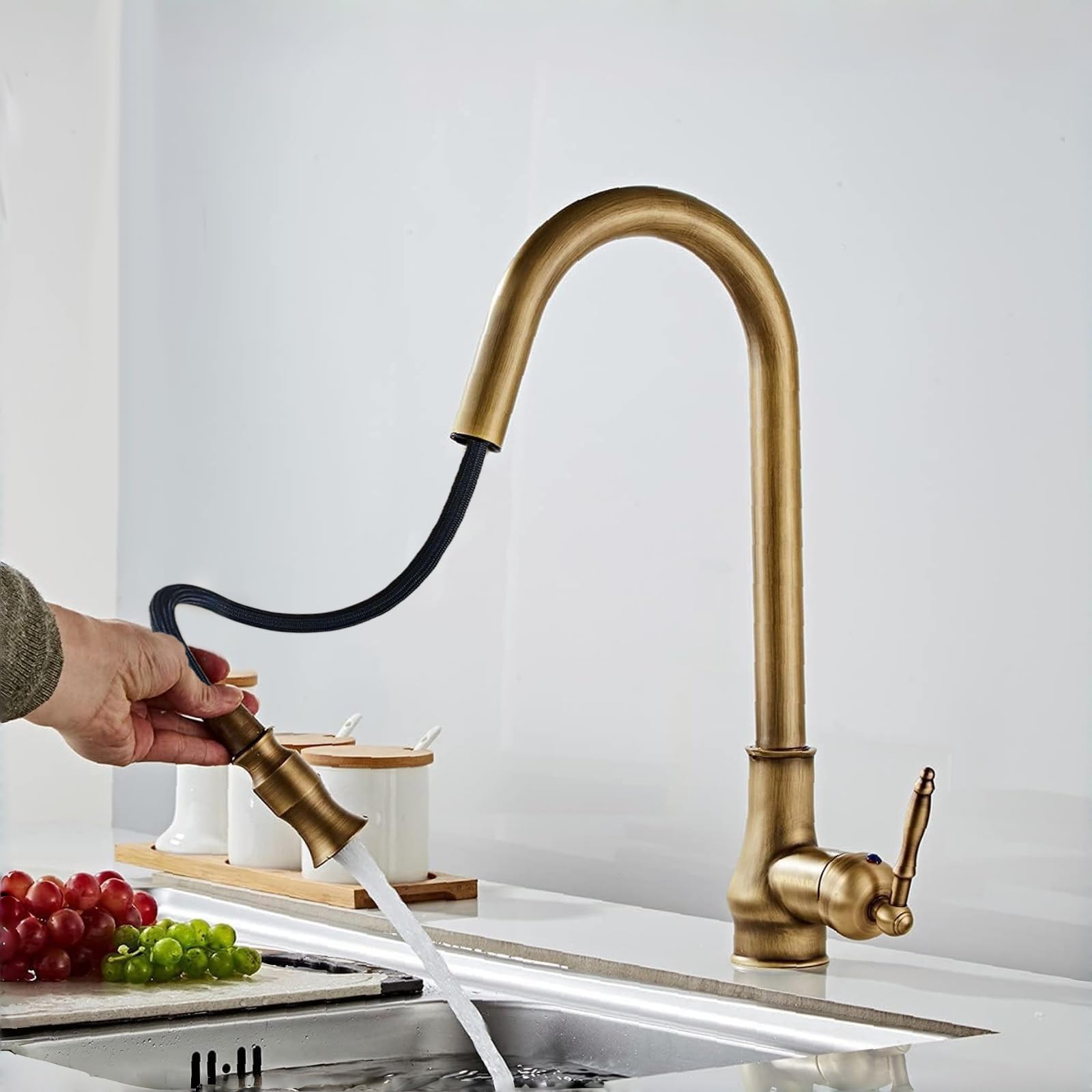 Küchenarmatur Messing Antik, Wasserhahn Küche Produktbild-Vorschau 4