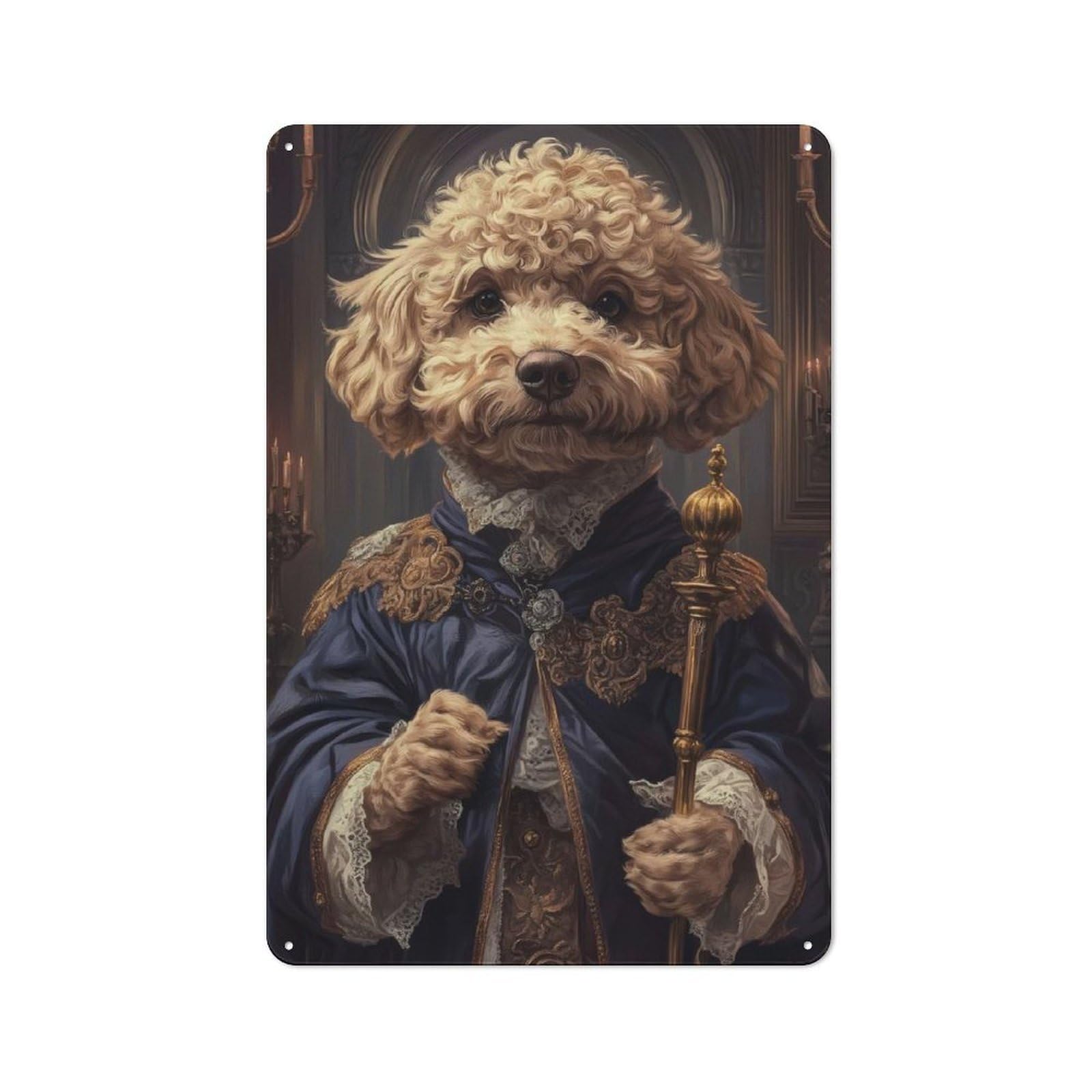 Junmoney Royal Poodle Portrait Retro Metal Sign 30X20cm Featuring For Bar Or Restaurant, For Bar Decor Enthusiasts