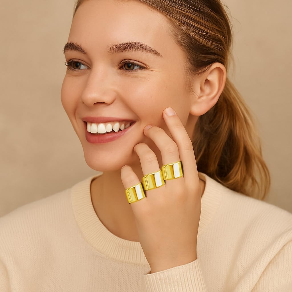 Adjustable Brushed Metal Tube Midi Knuckle Ring Set of Three
