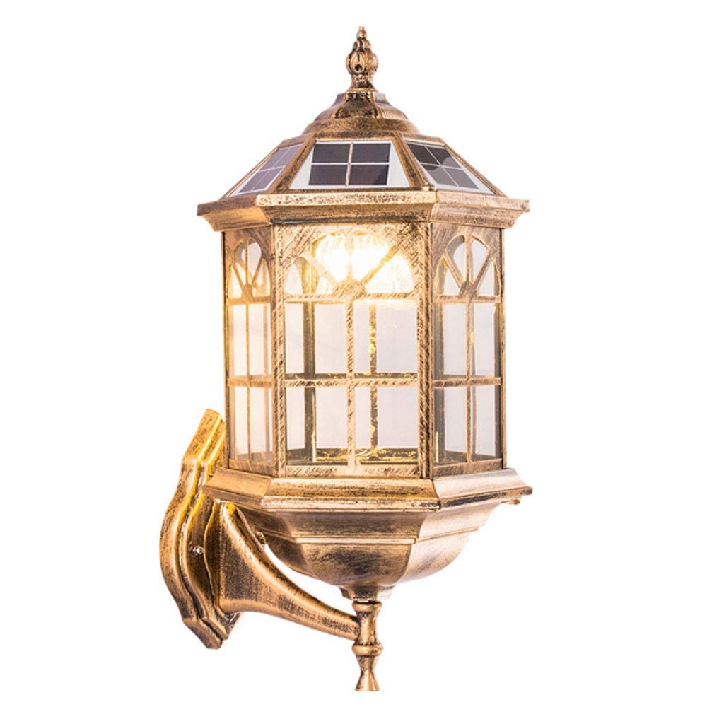 ZXTIIEUF Wall Lamp Antique European Vintage Victorian Solar Garden Lantern Alley Waterproof Sconce Glazed Glass Landscape Light LED Aluminum Energy Saving Villa External Lighting n