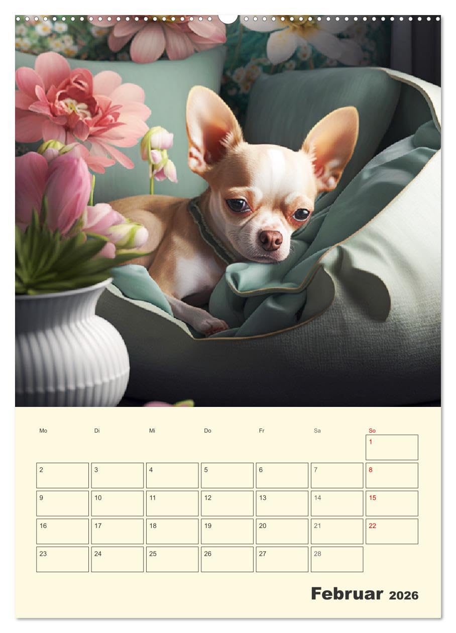 Witzige Chihuahuas. Glückliche Temperamentbündel (Wandkalender 2026 DIN A2 hoch), CALVENDO Monatskalender: Klitzekleine Hunde mit Köpfchen und großem Charakter (CALVENDO Tiere)