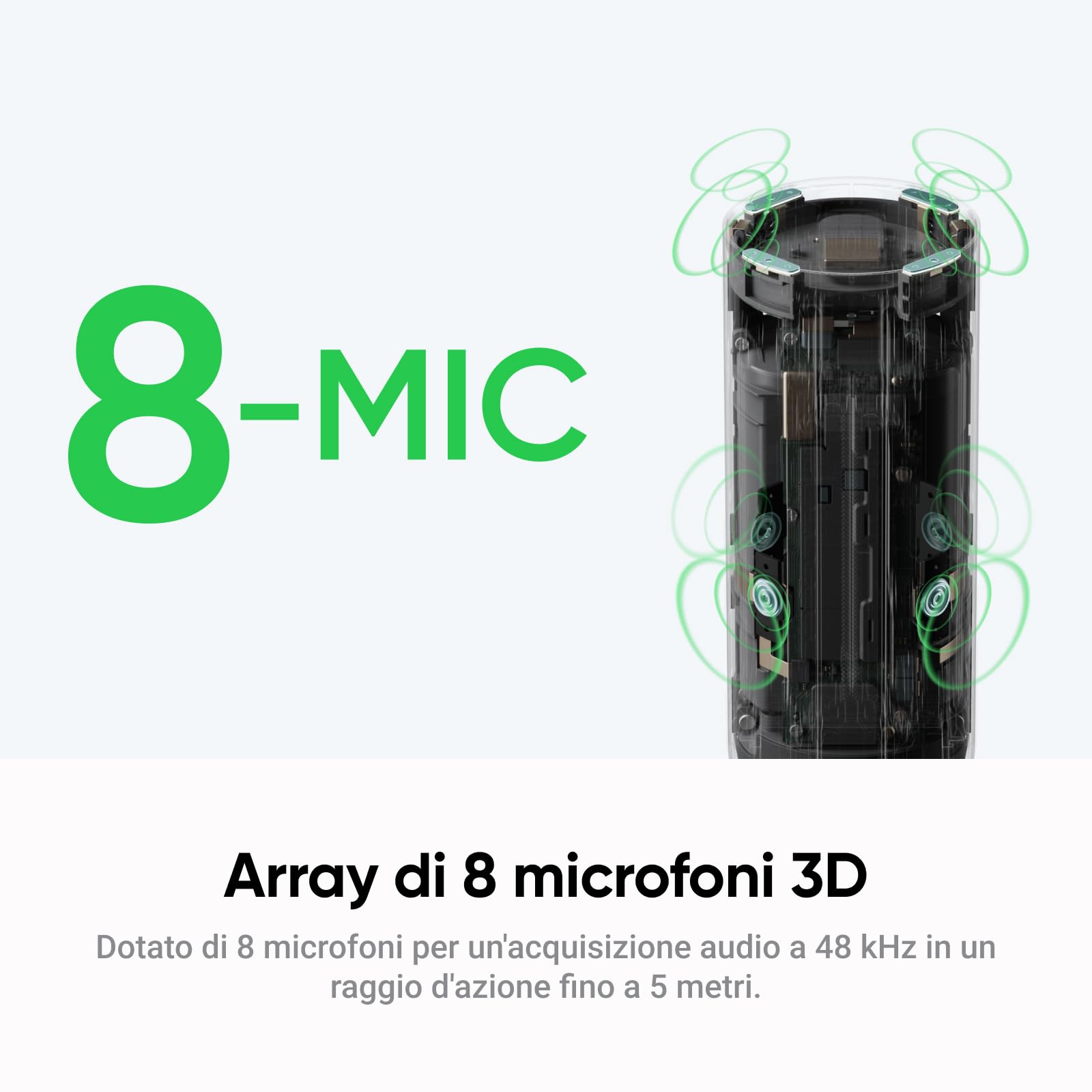Insta360 Wave Nero grafite: Vivavoce IA, Bluetooth, Registratore vocale, 8 microfoni con Cancellazione del Rumore e Beamforming, Certificazione Zoom, Trascrizione e Riepiloghi IA in 99 Lingue, 32 GB