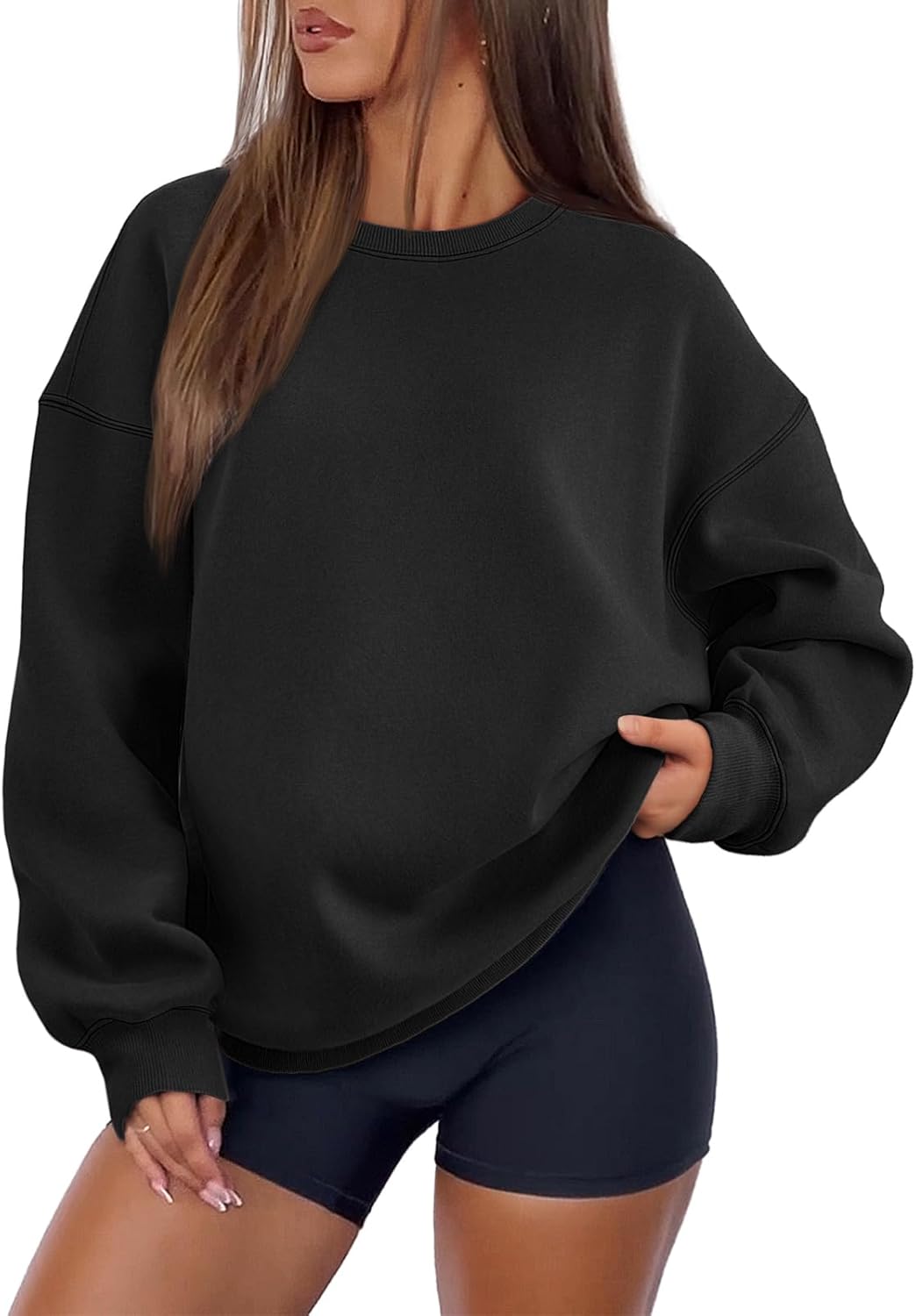 ATHMILE Oversized Sweatshirt for Women Crewneck Fleece Long Sleeve Pullover Hoodies Tops Fall Fashion Outfits Clothes 2025