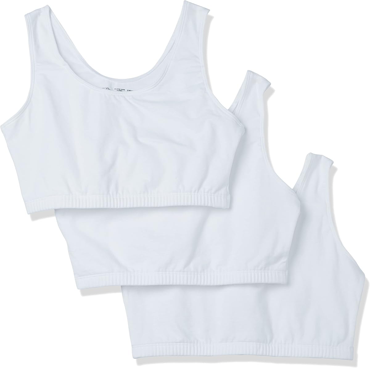 Fruit Of The Loom Women's Tank Style Sports Bra - 3 Pack, 9012, White/Black/Grey, 44