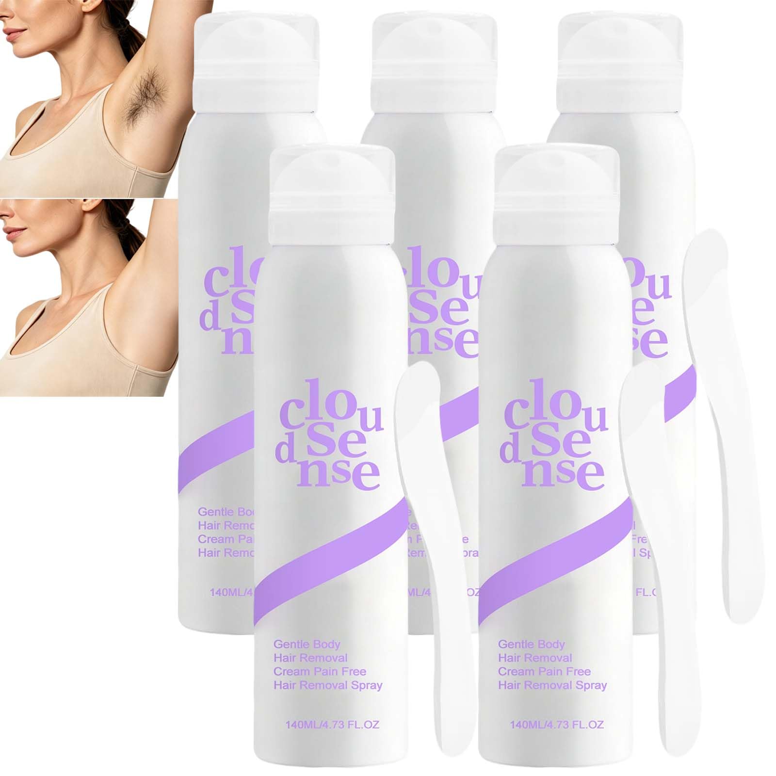 Piankowy krem do depilacji pod pachami, szybkoschnący bezbolesny spray do depilacji, jedwabisty krem do depilacji dla kobiet, miękki nawilżający spray do depilacji (5 szt.)