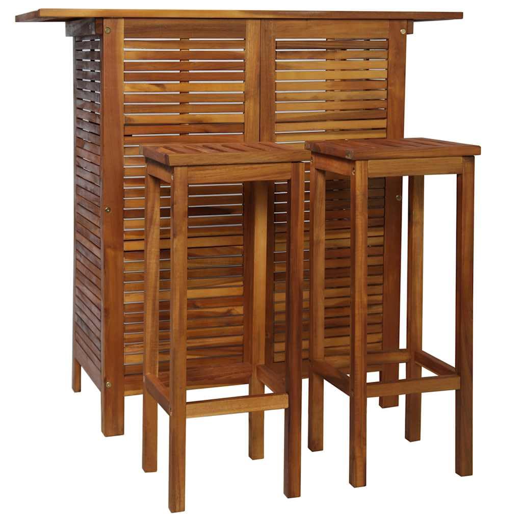 vidaXL Set Tavolo e Sedie da Bar 3 pz Sgabelli Cucina Mobili da Bar Set di Mobili per Soggiorno Arredamento Legno Massello di Acacia