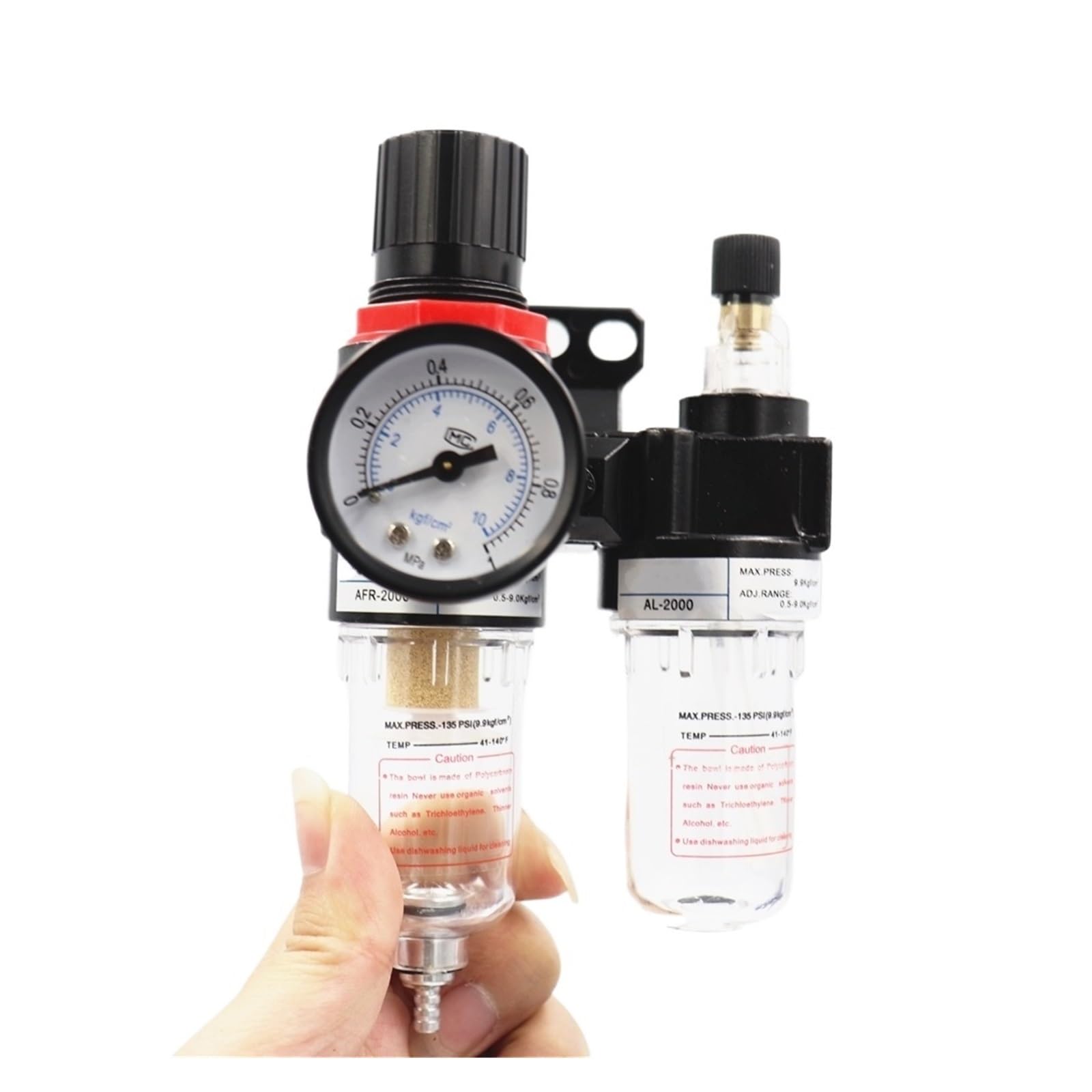 1 x 0,6 cm filtr sprężarki powietrza, regulator separatora oleju wodnego, obróbka AFC2000, może być używany ze złączem węża serii PC/PT (AFC 2000 - PC, 6 mm)