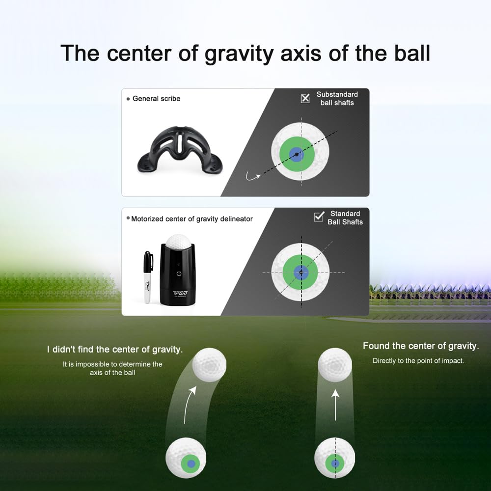 PGM Golf électrique Scriber Ball Alignment Line Outil de marquage Gravity Distribution Line Finder avec piles pour golfeurs Noir Polypropylène 2,4 x 2,6 x 3,5 pouces