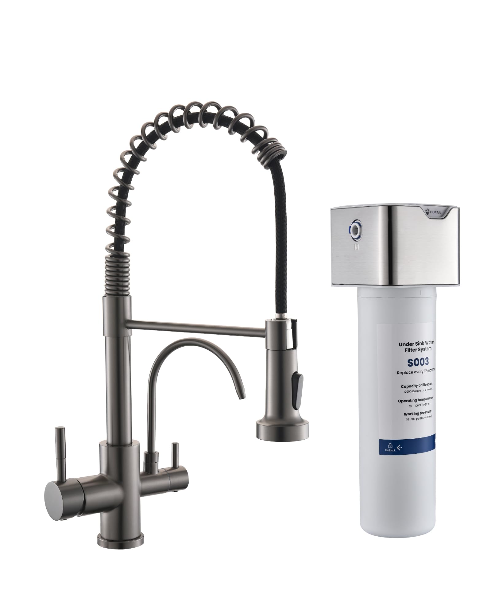 GIMILI 3 in 1 Kitchen Faucet with Pull Down Sprayer Black Stainless