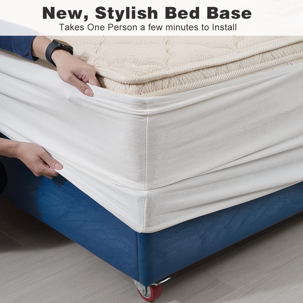 DUJUIKE Divan Bed Base Wrap Cover, Velvet Bed Frame Cover, Elastic Around The Base Of Your Bed, Easy to Install - Image 4