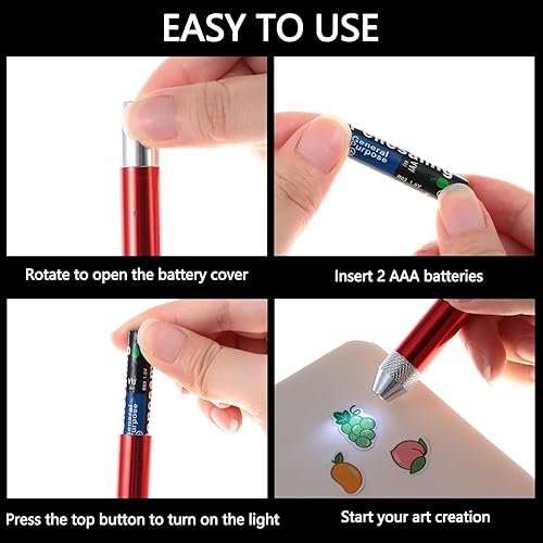 Miniatura 6 de 3 herramientas de deshierbe LED para vinilo, herramienta de deshierbe de vinilo con luz con pasador y gancho, para manualidades, siluetas, camafeos,