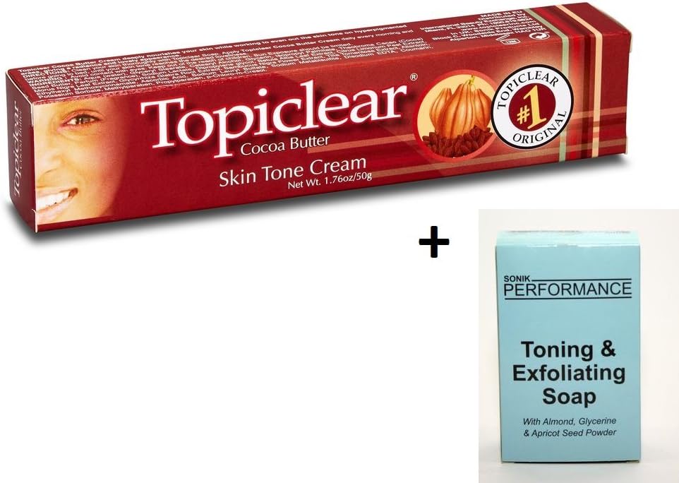 Topiclear Cocoa Butter Skin Tone Cream 50g (EU) & S.P Toning Soap 200g ...