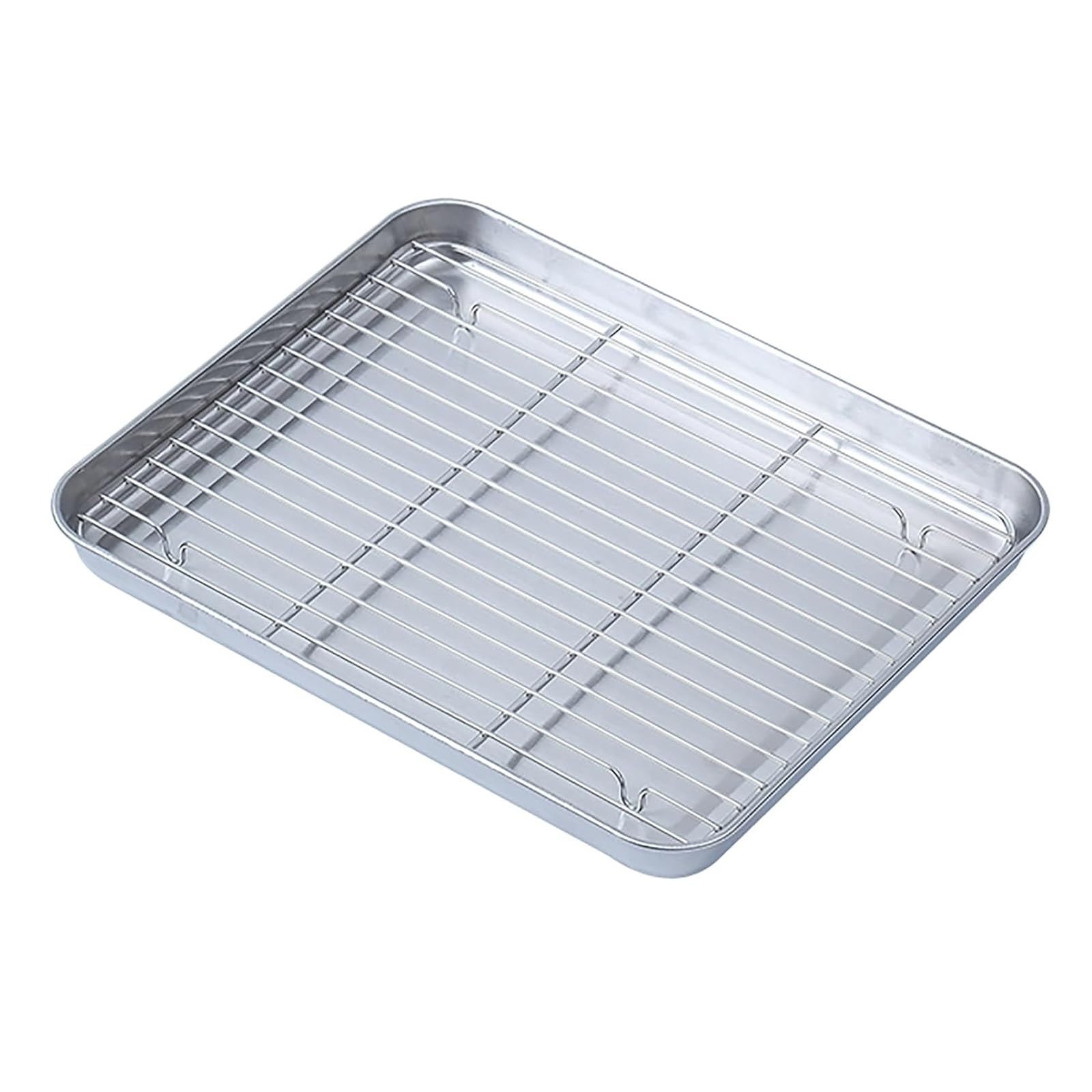 Bandejas de acero inoxidable para hornear con rejilla de alambre, perfectas para drenar aceite, cocinar albóndigas al vapor y descongelar mariscos, bandeja de metal duradera para cocinar de forma