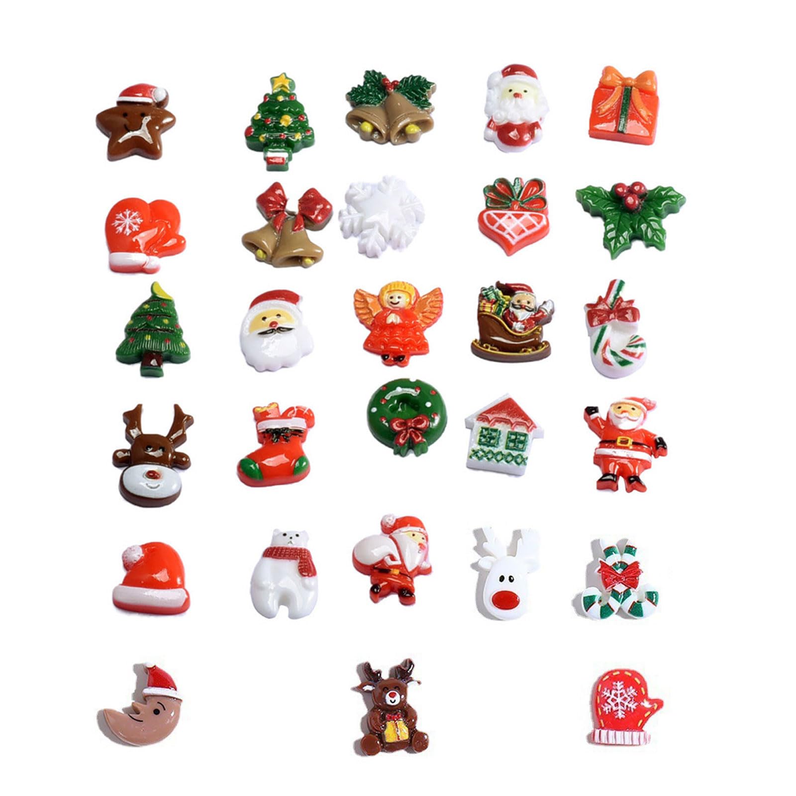 30 Piezas Adornos Navidad Pequeños Figuras Navidad Miniatura, Mini Resina Navidad Pequeños Figuras Navideñas, Mini Figuras de Estilo de Navidad, para Decoración Navidad Manualidades