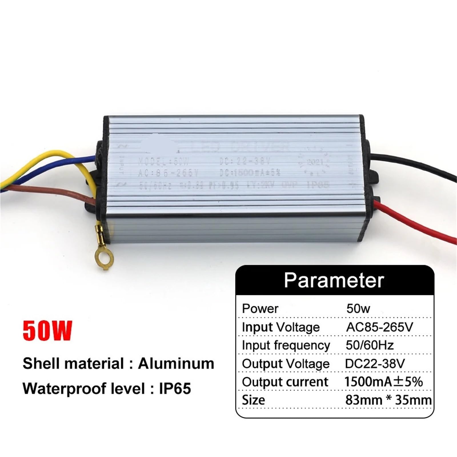 Trasformatore adattatore driver LED Drive IP67 da 10W, 20W, 30W e 50W, da AC100V-265V a DC20-38V, alimentatore for proiettore(600MA 20W X2)