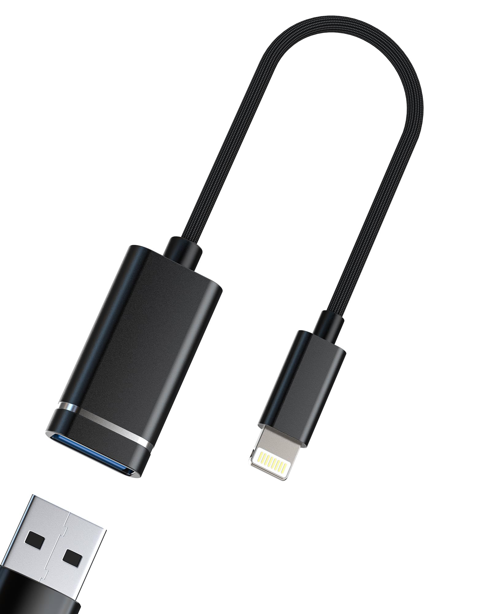 Lightning to USB Adapter for iPhone for Apple for iPad Cable Digital Camera Flash Drive OTG Card Reader Phone Cord Data Transfer Female Adaptor Dongle Hub Lighting Keyboard Male Adaptador Car Jack