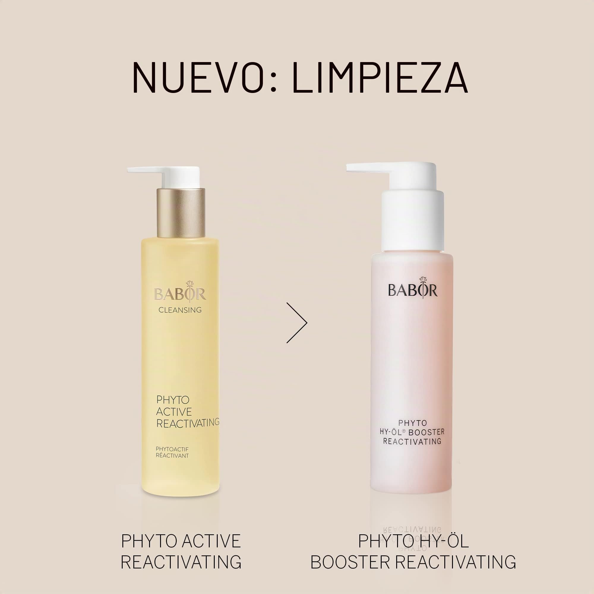 BABOR Set limpiador para pieles cansadas, con HY-ÖL Cleanser y HY-ÖL Booster Reactivating con Extracto vegetal, Para una limpieza en profundidad de los poros, 2 unidades