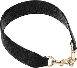 uxcell 22.83 Inch PU Leather Short Bag Strap with Clasp, Purse Handles Handbags Replacement Straps for Clutch Bag Crossbody Underarm Bags, Black, Gold Buckle