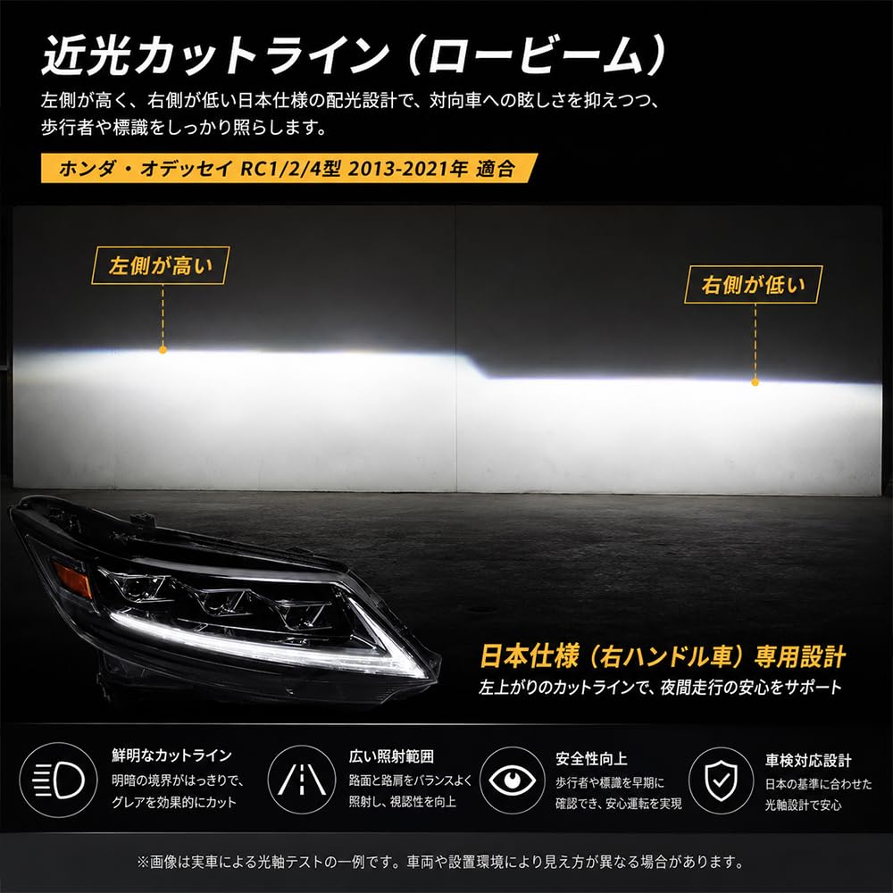 オデッセイ RC系 社外3眼LEDヘッドライト 左右セット(送料込み) Amazon | HCMOTIONZ ホンダ・オデッセイ 5代目 RC1/2/4型 3眼LED
