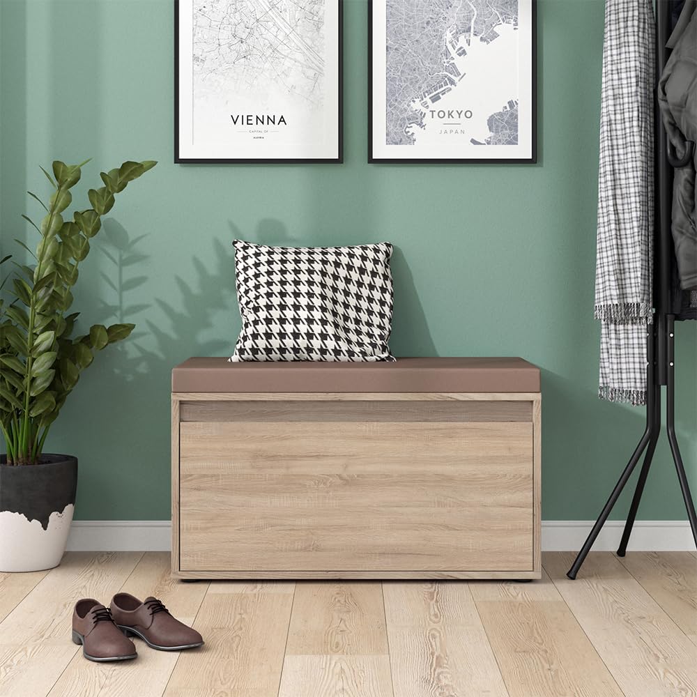 Vicco Panca scarpiera da ingresso Iker, Sonoma, 80 x 45 cm, combinabile con altri mobili della serie Iker