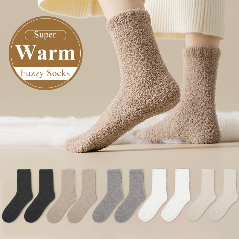 Image of Thermal Crew Socks for Women, 6 Pairs Cotton Quarter Socks in Neutral, Cozy Ankle Socks