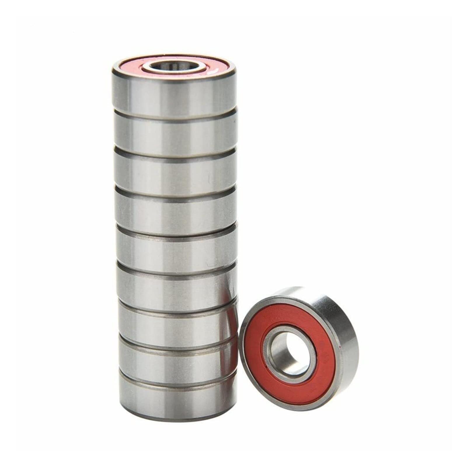 Bearing, 10Pcs Red ABEC 9 Stainless Steel Bearings High Roller Skate Scooter Skateboard Wheel (Color : Red) Wear Resistance
