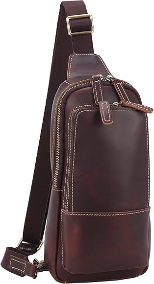 Amazon | [TIDING] スリムフィット 本革 ボディバッグ メンズ ワン