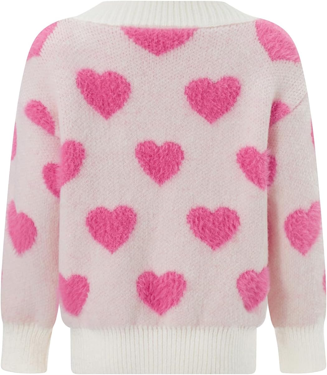 MAYUMMPY Matching Family Valentine Sweaters Heart Print Pullovers Knitted Sweater Knitwear Tops for Mommy and me Matching