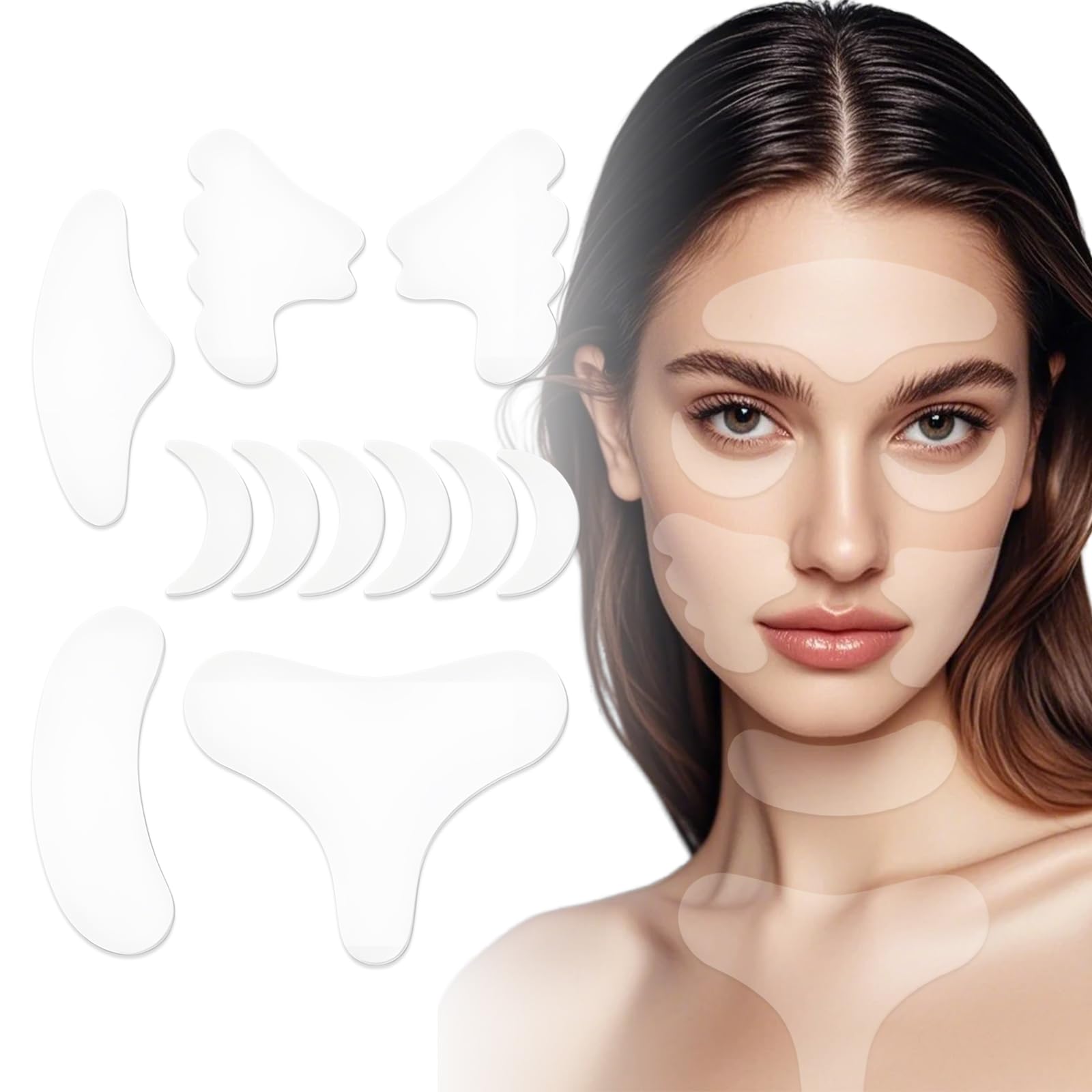 220 Pcs Cerotti Antirughe Viso Cerotti Rughe Facial Patches per Rughe e Linee Della Pelle Durante la Notte Adatto per la Fronte, il Contorno Occhi, Gli Angoli Delle Labbra e il Collo