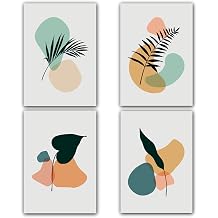 State Media Vision Botanical Abstract Art Prints Set of 4 - Brown, Beige & Dark Green Minimalistic Wall Decor - Variety of Sizes Set 1, A4 Print Only
