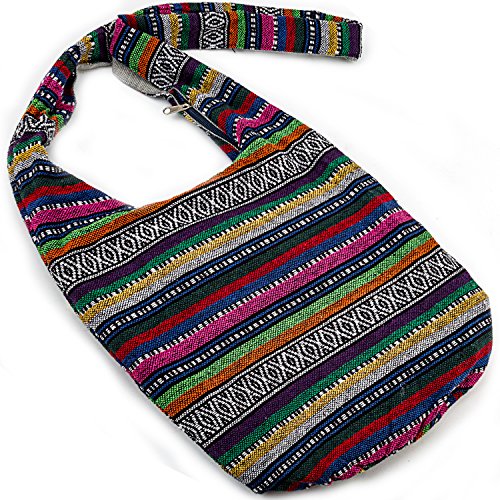 Image of Hippie Crossbody Bag Thai Top Zip Hobo Sling Bag Handmade Hipster Messenger Bag