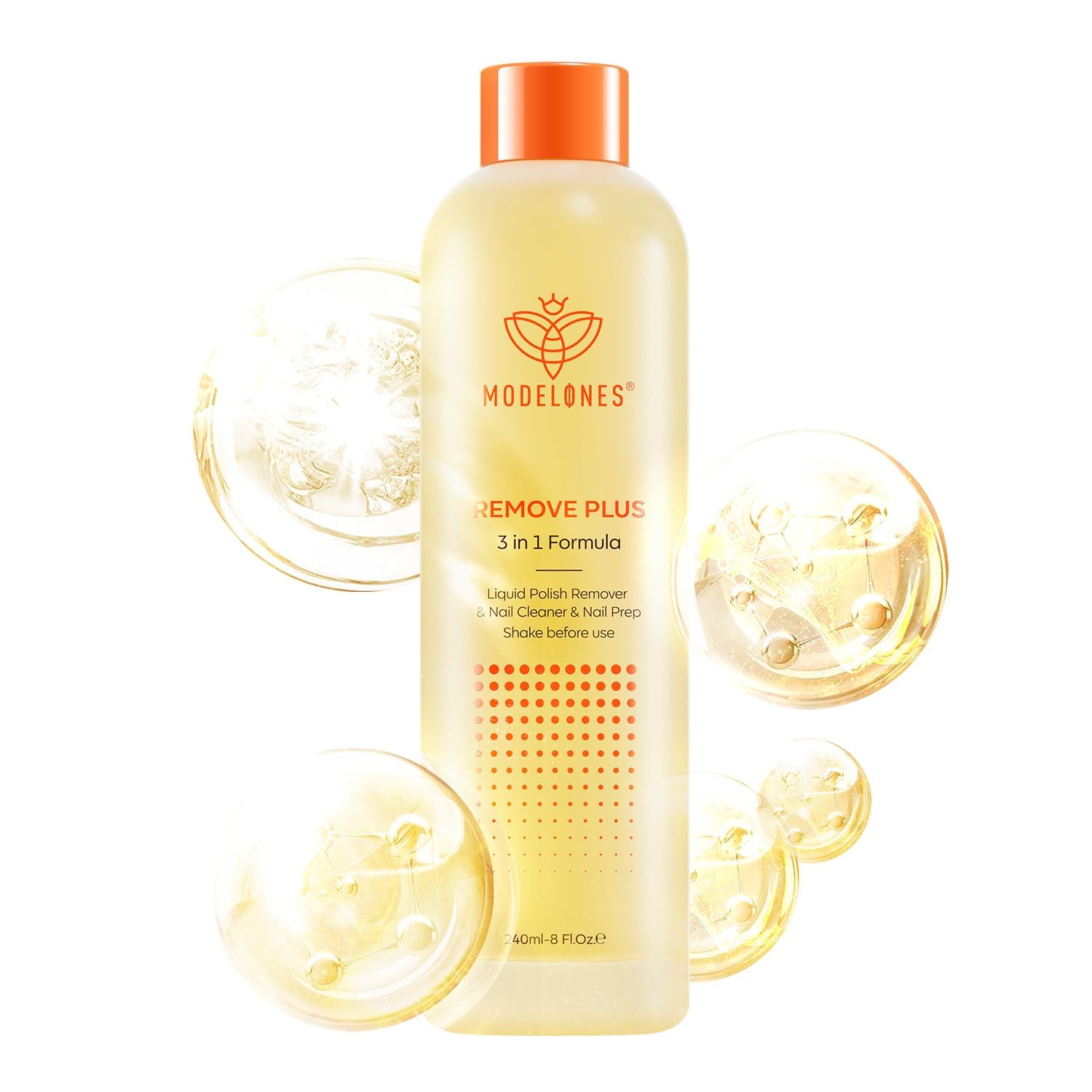 Modelones Nagellackentferner, UV Nagellackentferner mit Aceton und Jojoba-Öl Entfernt Nagellack Befeuchtet Nägel, Nail Cleaner Gelnägel für Salon zu Hause, 240 ML