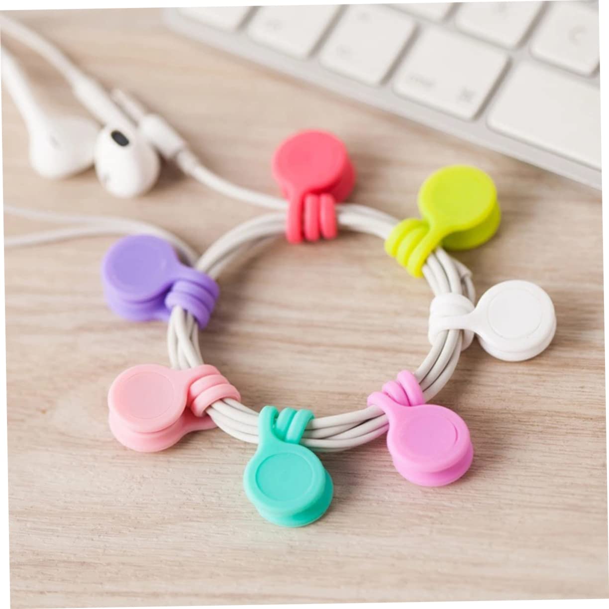 Abaodam Lot De 4 Enrouleurs De Câbles Magnétiques En Silicone Sangles De Fixation Pour Câbles De Données Élastiques Et Flexibles 12 Pièces X 4