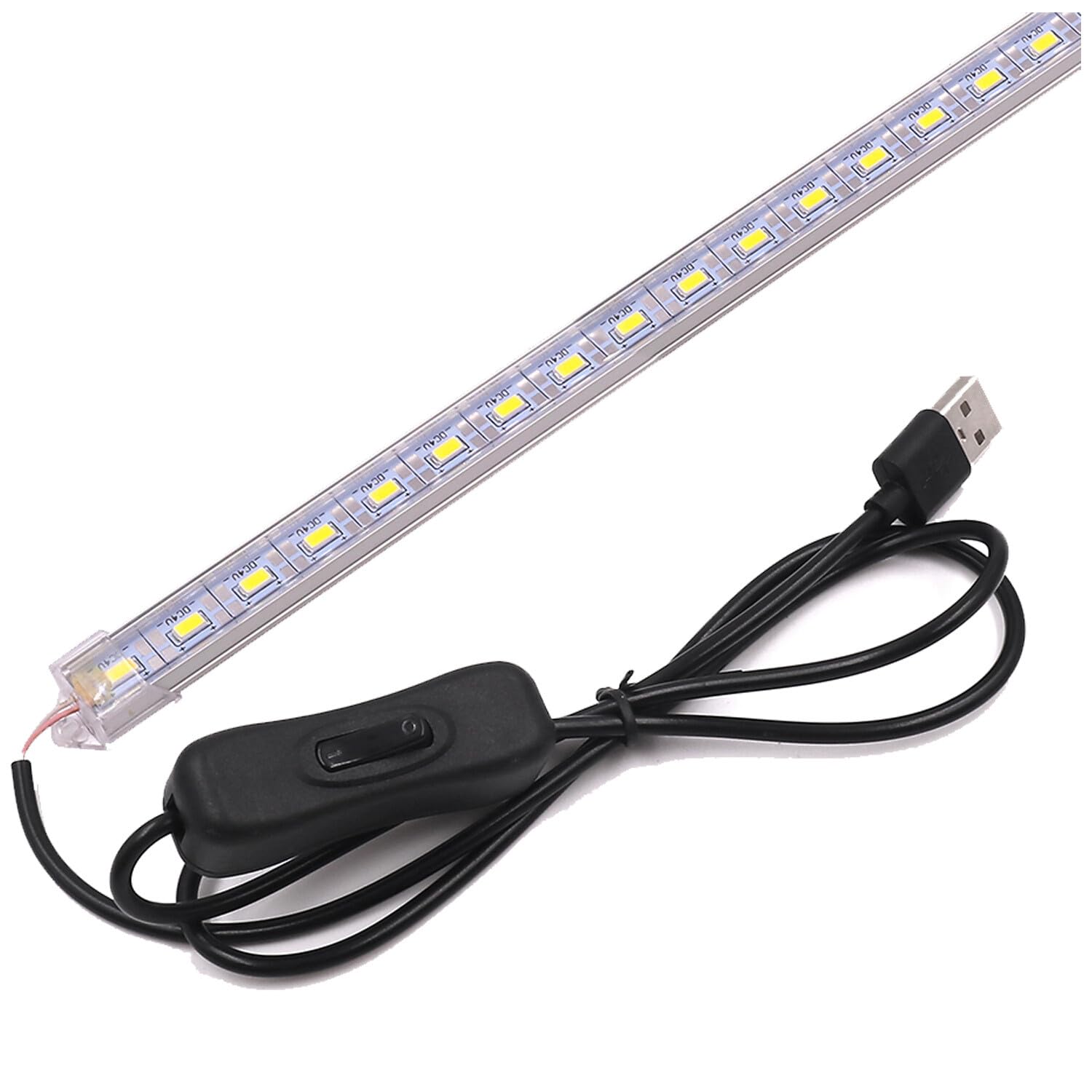 GQL 5V USB LED Strip Rigid Hard Light with Switch, Kitchen Under Cabinet Dormitory Night Light (35cm (Milky Cover), Natural White (4000-5000K))