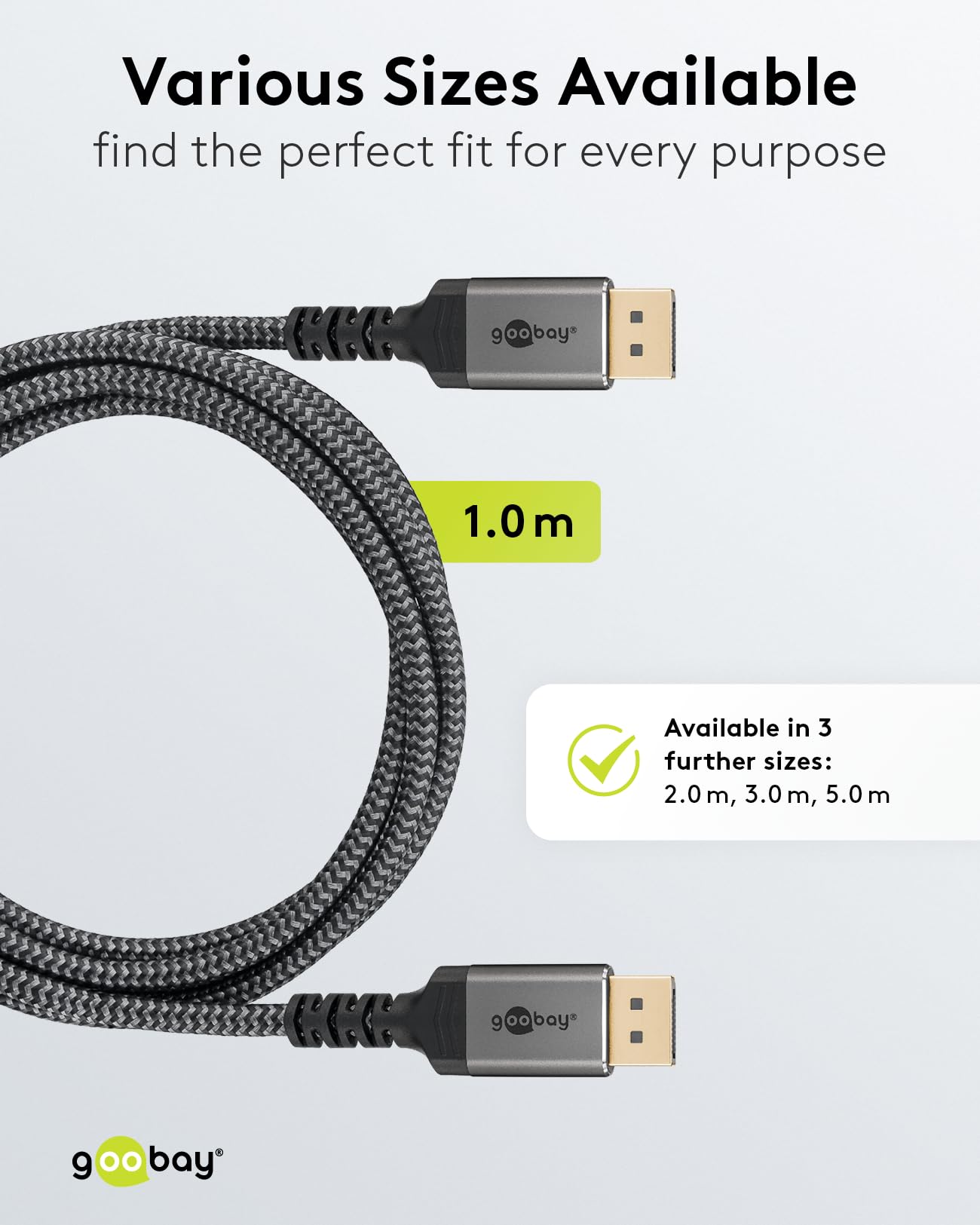 Display Port 1.4 Goobay 65810 Câble DisplayPort 1.4, 8K @ 60 Hz UHD / 3 Mètres/Mâle à Mâle/Certification VESA/Haute Vitesse 32,4 Gbit/s/Transmettre Des Signaux Audio Et Vidéo Cable Display Port Display Port 1.4 Goobay 65810 Câble DisplayPort 1.4, 8K @ 60 Hz UHD / 3 Mètres/Mâle à Mâle/Certification VESA/Haute Vitesse 32,4 Gbit/s/Transmettre Des Signaux Audio Et Vidéo Cable Display Port