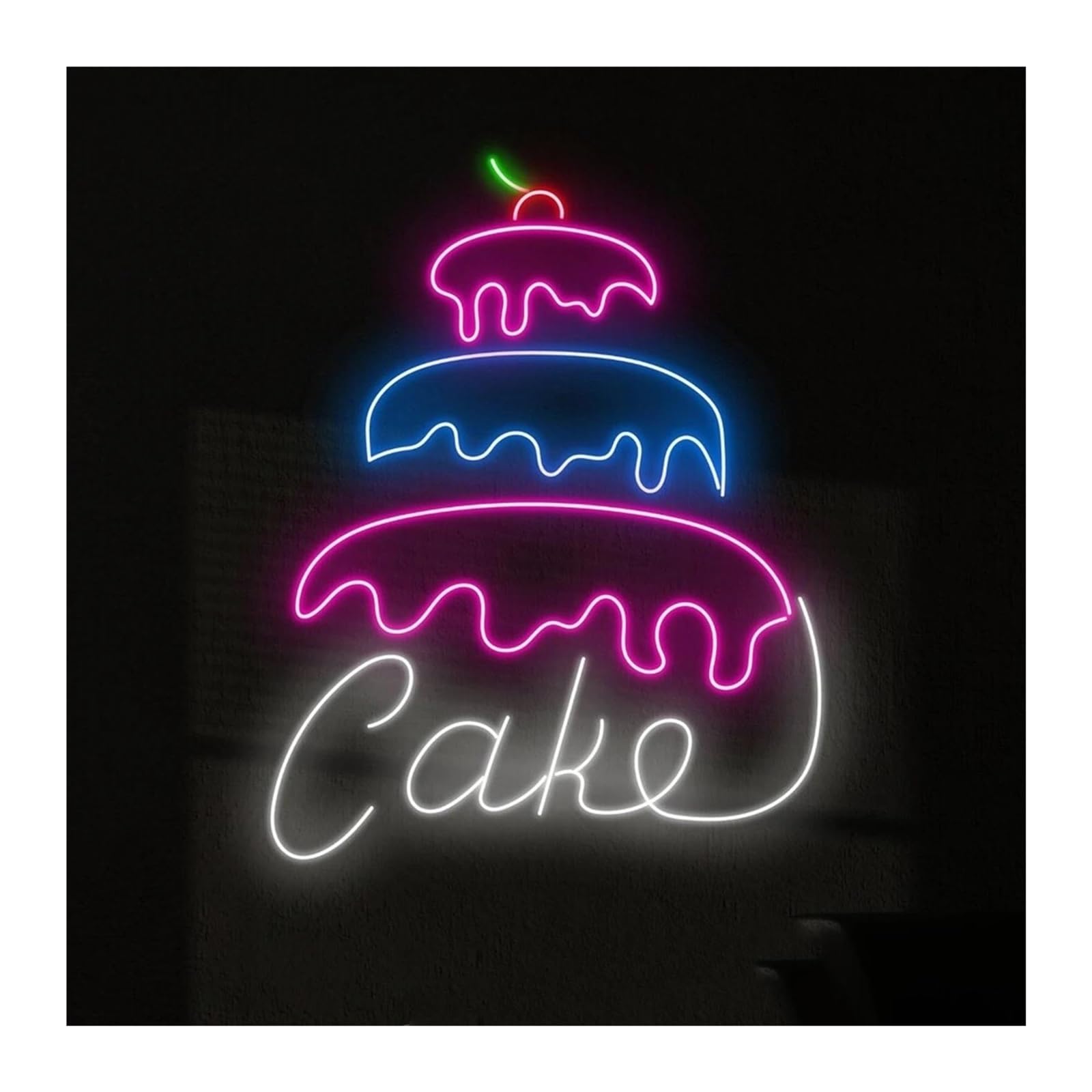 XENITE Hanging Art Neon Signs Three-Tier Cake Neon Sign for Bakeries, Cafes, Dessert Shops, Birthday Parties, and Home Kitchen Wall Decor 50cm