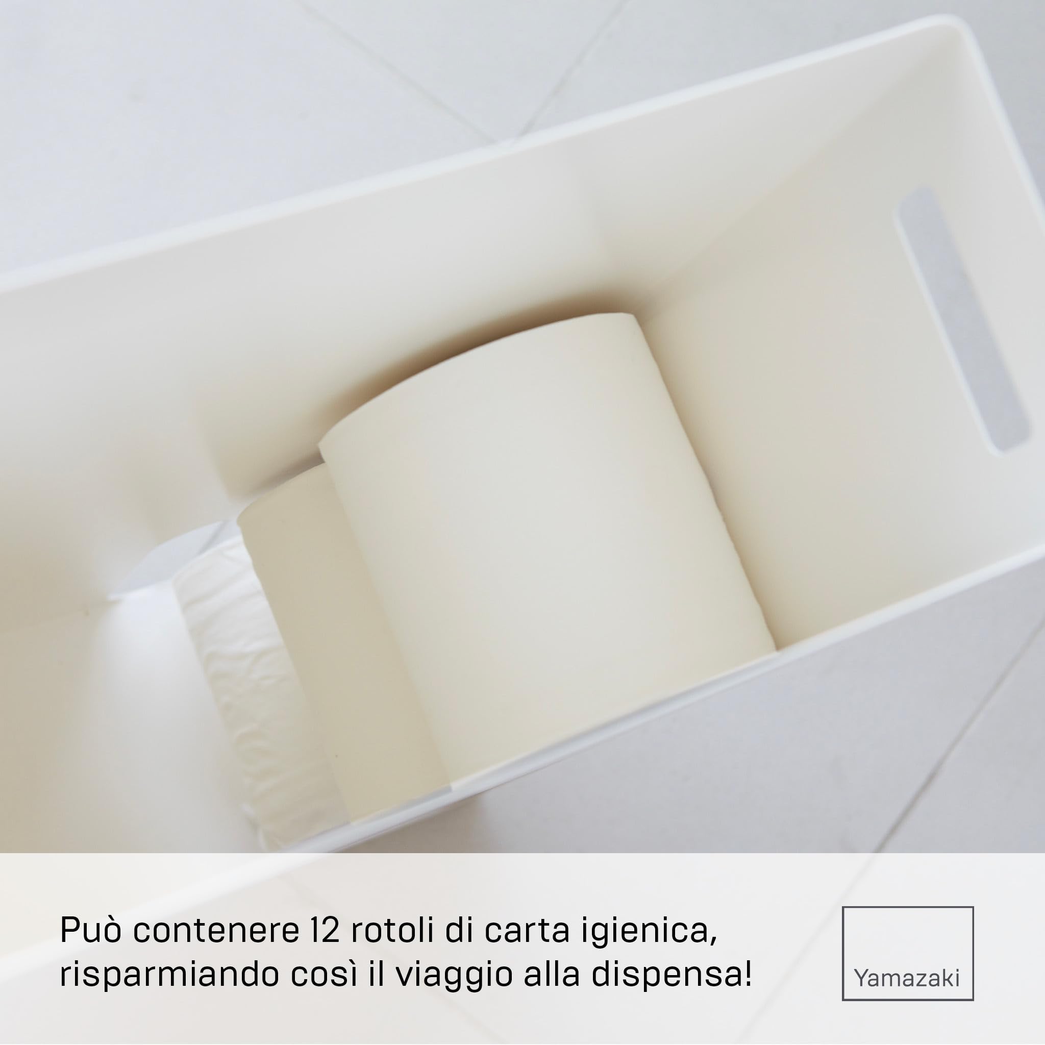 Yamazaki 2294 PLATE Porta carta igienica, bianco, acciaio, design minimalista, 33 x 12,5 x 48 cm (LxPxA)