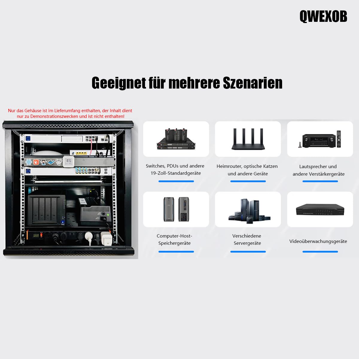 15U Netzwerk-Schrank 60x45x80cm Wandmontage Traglast 60kg | Glastür, schwarz, für Router und Switches.