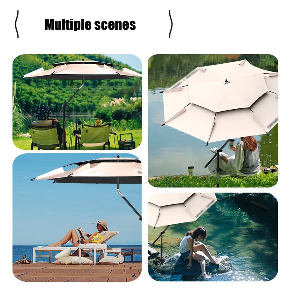 240 cm UV50+ Składany Parasol Wędkarski Wodoodporny Wiatroszczelny, Przenośny Parasol Podróżny z Regulacją Nachylenia i Wysokości, Parasol Kempingowy na Plażę